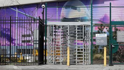An employee turnstile at Boeing's plane assembly plant in Renton, Washington state. Boeing said Sunday it will continue its shutdown of production indefinitely at its Seattle area facilities due to the spread of the coronavirus. AP
