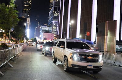 A car believed to be transporting Swift makes its way to Madison Square Garden in the wee hours of July 3. Reuters