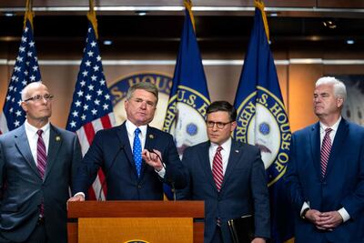 Republican House foreign affairs committee chairman Mike McCaul, second left, believes a Trump administration would establish 'rigorous oversight and accountability of UN funds'. Getty