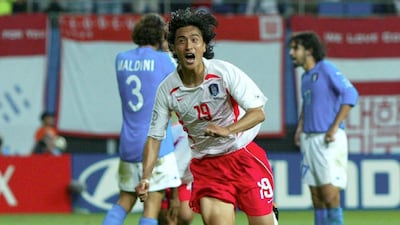 South Korea's Ahn Jung-hwan scores the golden goal against Italy in the 2002 World Cup. Getty