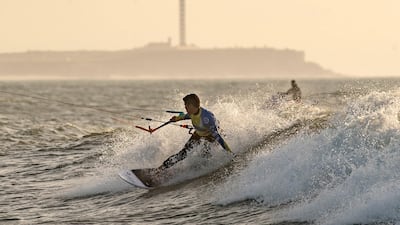 Kitesurfers manoeuvre their kites at Dakhla beach in Morocco-administered Western Sahara. AFP