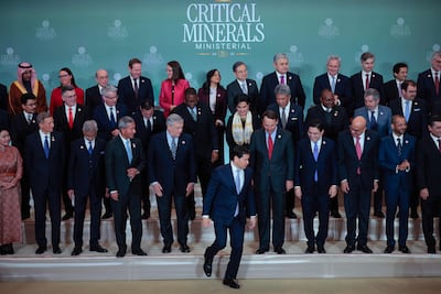 US Secretary of State Marco Rubio leaves a group of 55 government officials who were invited to the first Critical Minerals Ministerial meeting at the State Department on February 4. AFP