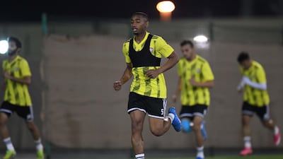 Al Wasl midfielder Ali Salmeen, centre, during UAE squad training