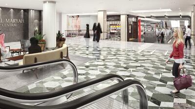Rendering of the concourse at Al Maryah Central, a 2.3 million-square-foot super-regional shopping centre located at the core of Al Maryah Island in Abu Dhabi. Courtesy Gulf Related