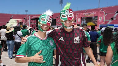 Mexican supporters don lucha libre masks during the 2026 Fifa World Cup Fan Festival at Los Angeles Memorial Coliseum. Getty Images