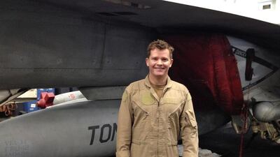 The American naval pilot who spoke to The National is pictured in the hangar of the USS George HW Bush aircraft carrier, currently deployed in the Arabian Gulf, on March 22, 2017. Laura Mackenzie / The National