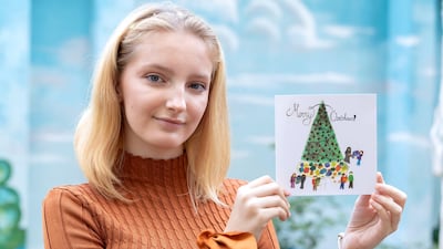 The UAE Embassy in the UK is sending out it season's greetings by using a Christmas card designed by 16-year-old Lois Gale. Chris Whiteoak/The National