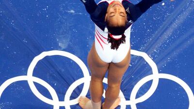 US gymnast Tasha Schwikert, one of scores of athletes sexually abused by Nassar, performs at the 2000 Sydney Olympics. AP