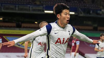 Tottenham's South Korean striker Son Heung-min celebrates after scoring the winner against Burnley. AFP