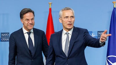Former Dutch prime minister Mark Rutte, left, will succeed Nato Secretary General Jens Stoltenberg. EPA