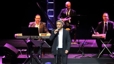 Fadel Shaker performing at the Emirates Palace Hotel as the last concert for the Abu Dhabi Festival 2012 in Abu Dhabi, United Arab Emirates on Friday, April 6, 2012. Photo: Charles Crowell for The National