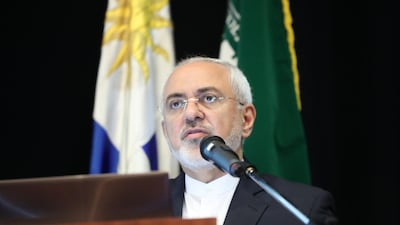 Iran's Foreign Minister Mohammad Javad Zarif speaks during a business meeting between Iran and Uruguay, in Montevideo, Uruguay, on April 11, 2018. Raul Martinez / EPA