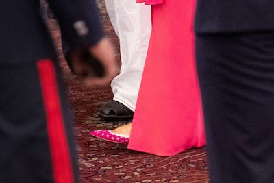 The shoes of first lady Melania Trump. AP