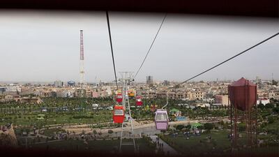 Above, chairlifts that take riders across two separate parks in Erbil. Lee Hoagland / The National