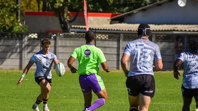 UAE full-back Conor Kennedy lines up a kick while playing for Zimbabwe Goshawks at a tournament in South Africa. Photo: Conor Kennedy