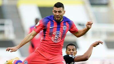 Mateo Kovacic of Chelsea is challenged by Isaac Hayden of Newcastle United at St. James Park on Saturday. Getty