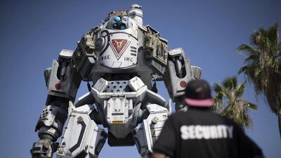 A prop depicting a character from the video game Titanfall is on display. Michael Nelson / EPA