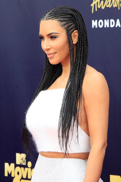 Kim Kardashian wore cornrows to the 2018 MTV Movie and TV Awards. EPA