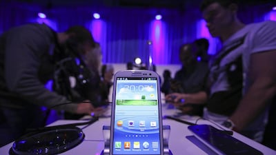 The Samsung Galaxy S III smartphone. Samsung will be taking on Pandora, Spotify and Apple’s iTunes Radio in the music sector. Chris Ratcliffe / Bloomberg
