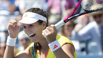 Laura Robson celebrates her US Open win over Li Na