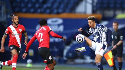 Callum Robinson of West Bromwich in action against Kyle Walker-Peters of Southampton. EPA