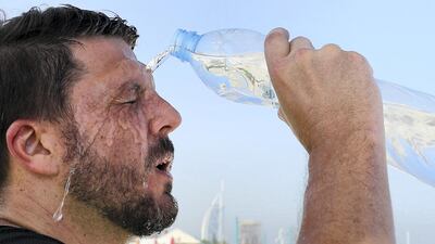 Jaycee Wolfswinkel cools off during an Arabian Knights training session.