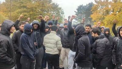 A protest by asylum seekers at RAF Wethersfield. Photo: Wethersfield Protests David Price