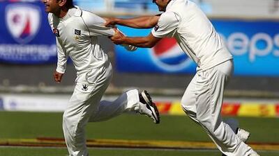 Mohammad Hafeez dismissed Alastair Cook at The Dubai International Cricket Stadium in Dubai.