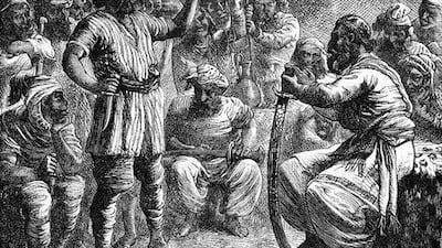 This illustration from the 1880s depicts a group of robbers in a scene from the story Ali Baba and the Forty Thieves, part of the Arabian Nights collection of tales. Mansell / Time Life Pictures / Getty Images