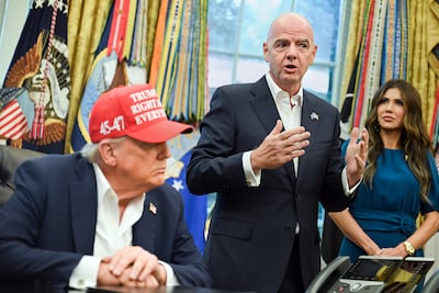 Gianni Infantino in the Oval Office with Donald Trump. EPA