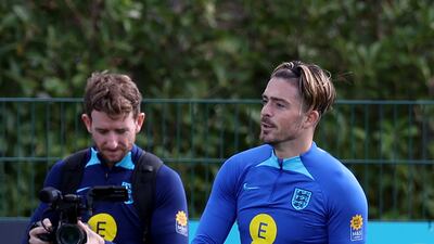 England attacker Jack Grealish at training. Getty