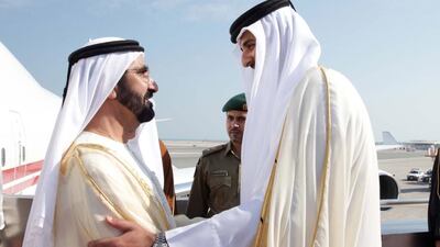UAE deligation led by Mohammed bin Rashid arrives in Doha for GCC summit, which promised a new page in the relations.