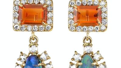 Diamond tear-drop earrings, Dh66,125, Irene Neuwirth on Farfetch