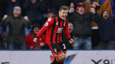 Bournemouth’s Ryan Fraser celebrates scoring their second goal. Eddie Keogh / Reuters