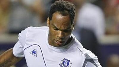 Joleon Lescott in action for Everton against the MLS All-Stars last night in Salt Lake City.