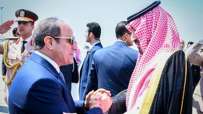 Egyptian President Abdel Fattah El Sisi, left, with Saudi Crown Prince Mohammed bin Salman. Getty Images