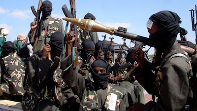 Armed Al Shabab fighters in Mogadishu, Somalia. The Al Qaeda-linked terrorist group has controlled parts of the country for years. AP