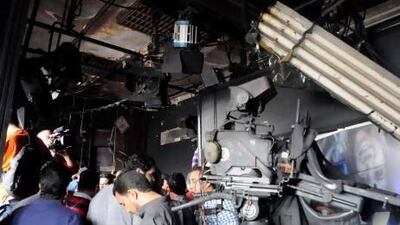 Al Jazeera’s live studios in its Cairo offices were gutted in the attack.