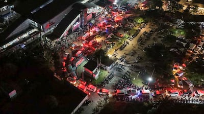 A queue of ambulances at the scene. AFP
