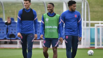 Left to right: England's Ben White, Raheem Sterling and Reece James.