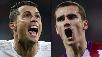 Real Madrid's Cristiano Ronaldo and Atletico Madrid's Antoine Griezmann. Javier Soriano / AFP