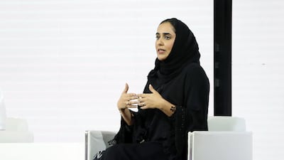 Eman Abdulrazzaq, group chief, human resources officer, Emirates NBD, speaking during the launch of the National Digital Talent Programme.