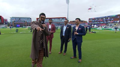 Ranveer Singh at the Old Trafford, Manchester donning a new personality as a sports presenter on Star Sports network. Courtesy Star Sports