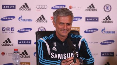 Chelsea manager Jose Mourinho shown at a press conference on Friday before his side defeated Manchester United this weekend. Andrew Redington / Getty Images / April 17, 2015
