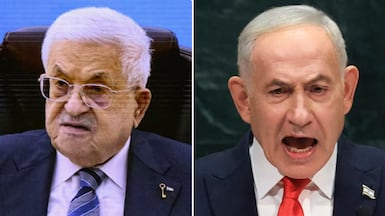 Palestinian President Mahmoud Abbas and Israeli Prime Minister Benjamin Netanyahu. AFP