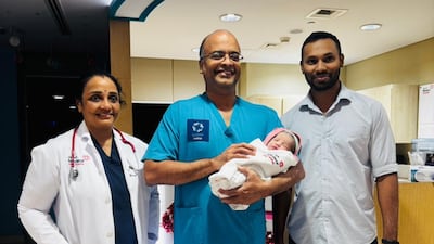 Baby Aquila Mary Anto was born one minute after the clock struck midnight on January 1 in Abu Dhabi.