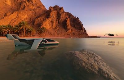 An artist's impression of a Regent electric seaglider along the shoreline of Neom. Photo: Regent
