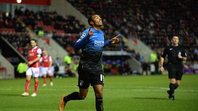 Junior Stanislas of Bournemouth celebrates after scoring their second goal in an FA Cup third round win over Rotherham United on Saturday. Tony Marshall / Getty Images / January 3, 2015