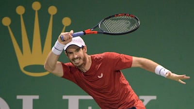 Andy Murray hits a return against Fabio Fognini at the Shanghai Masters tennis tournament in Shanghai on Tuesday, October 8. AFP