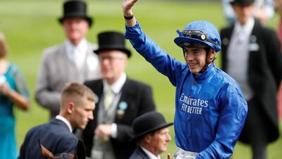 Doyle celebrates winning the 4.20 Diamond Jubilee Stakes on Blue Point. Action Images via Reuters